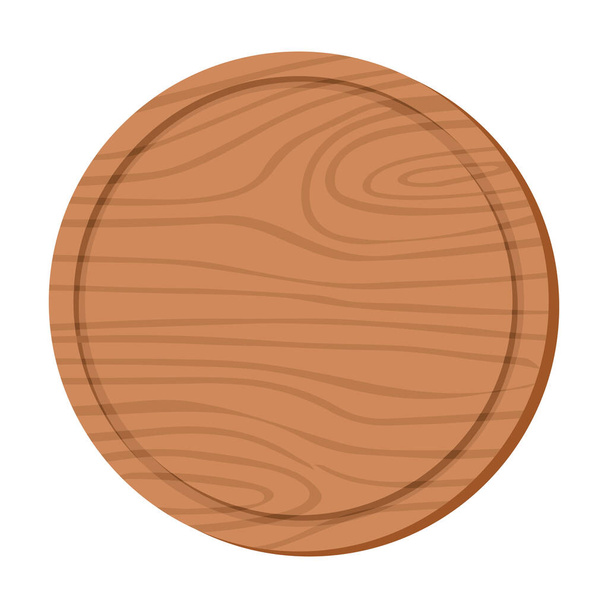 Naturaleza de dibujos animados utensilios de cocina de madera tabla de cortar redonda utensilio con textura de grano de madera - Vector, imagen
