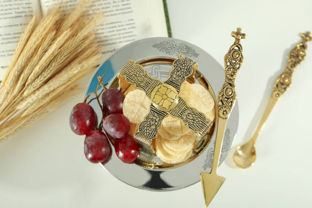 Concept or composition of Eucharist, top view - Foto, afbeelding