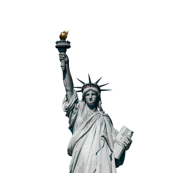 Socha svobody v New Yorku na bílém pozadí, Architektura a stavba s turistickým konceptem. - Fotografie, Obrázek