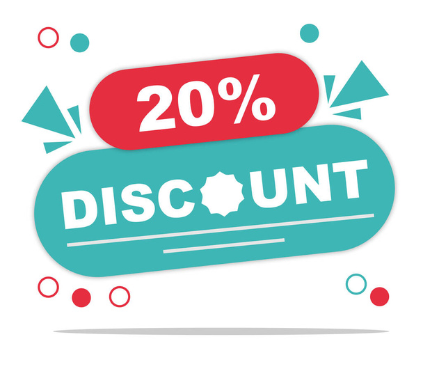 Offer 20 percent discount label isolated on white background. Special promo off price reduction badge vector illustration - Vector, imagen