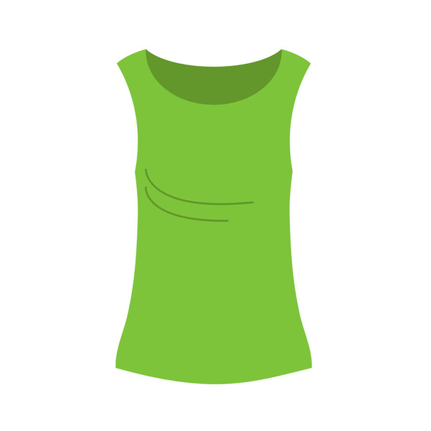 Γυναικείο πράσινο καλοκαιρινό μπλουζάκι. Αγορές και πωλήσεις. Μόδα και γυναικεία γκαρνταρόμπα. Ωραίο καθημερινό ντύσιμο. Σχέδιο ρούχα πρότυπο. Εικονογράφηση διανύσματος απομονωμένη σε λευκό φόντο - Διάνυσμα, εικόνα