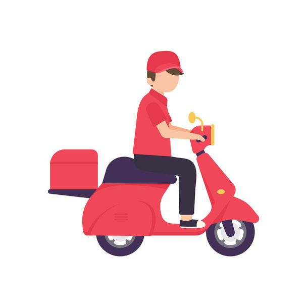 Motorbike for food delivery service online ordering concept - Vector, Image