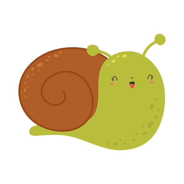 Snail Clipart im niedlichen Cartoon-Stil Schöne Clip Art Schnecke. Vektorillustration eines Tieres für Drucke für Kleidung, Aufkleber, Textilien, Babydusche Einladung.  - Vektor, Bild