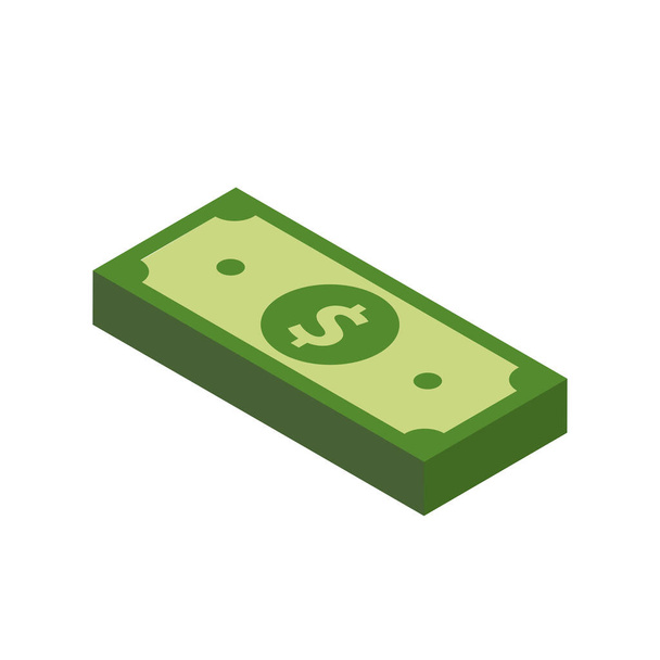 Vector dollar bank note and coin, icon illustrations and vector - Vector, imagen