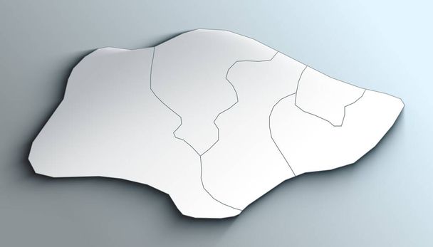 Χώρα Πολιτικός Γεωγραφικός Χάρτης Σιγκαπούρης με Περιφέρειες με Σκιές - Φωτογραφία, εικόνα