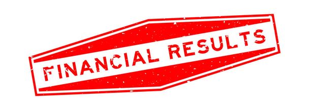 Grunge red financial result word hexagon rubber seal stamp on white background - Вектор,изображение