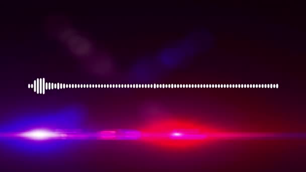 911 call voice waveform. Seamless loop animation. Police car lightbar in background - Footage, Video