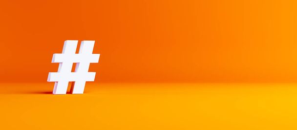 Hashtag simgesi turuncu 3d üzerinde izole edilmiş bir sembol Web sitesi, İnternet pazarlama, sunum, logo tasarım şablonu arka planı - Fotoğraf, Görsel