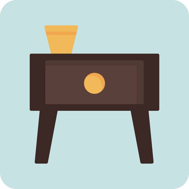 Web ikona nočního stolku, jednoduchá ilustrace nábytku - Vektor, obrázek
