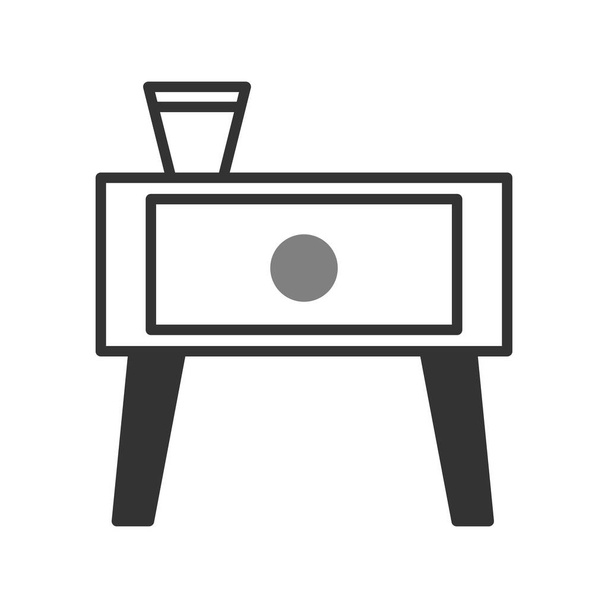Ícone web de mesa de cabeceira, ilustração simples de móveis - Vetor, Imagem