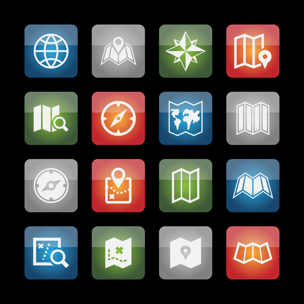 Iconen op de kaart - Vector, afbeelding