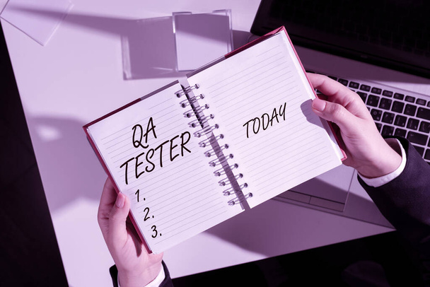 Sign displaying Qa Tester, Business showcase Quality assurance of an on going project before implementation -47266 - Photo, Image