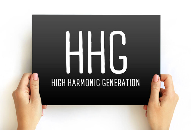 HHG - High Harmonic Generation mozaikszó szöveg a kártyán, rövidítés koncepció háttér - Fotó, kép
