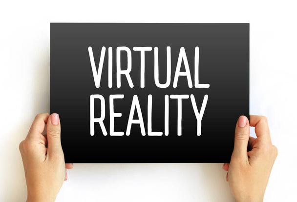 Virtual Reality tekst op kaart, technologie concept achtergrond - Foto, afbeelding