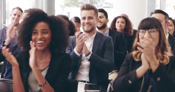 4k video footage of businesspeople applauding while attending a conference. - Video