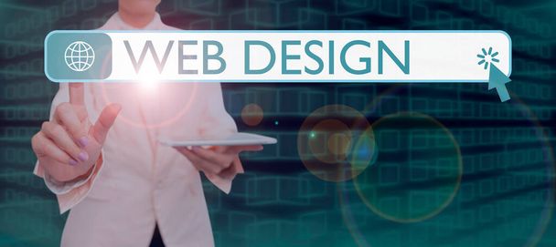 Text zobrazující inspiraci Web Design, Business přístup, který je zodpovědný za výrobu a údržbu webových stránek Rámec zdobený barevnými květinami a ovocné aranžmá Harmonicky. - Fotografie, Obrázek