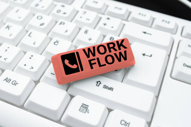 Tekst pokazujący inspirację Work Flow, Business approach Ciągłość określonego zadania do i z biura lub pracodawcy -49060 - Zdjęcie, obraz