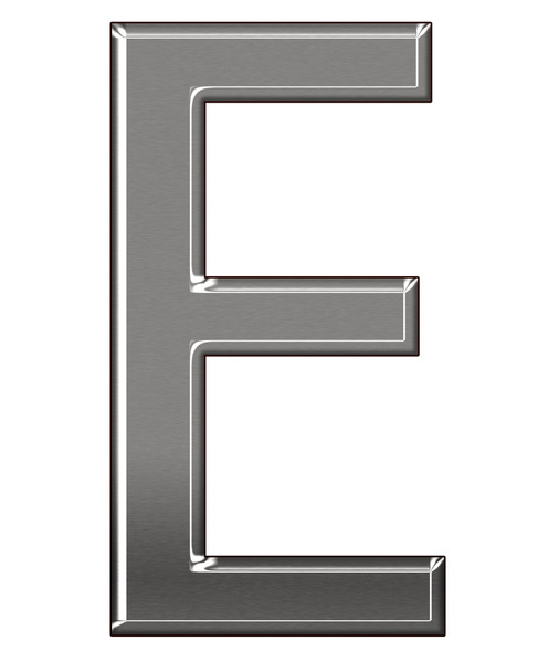 Metal Letter "E" chrome alphabet  isolated on white background - Photo, Image