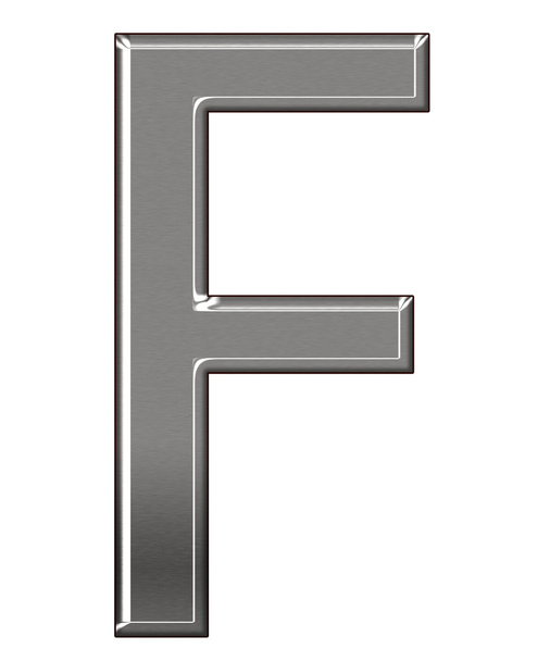 Metal Letter "F" chrome alphabet  isolated on white background - Photo, Image