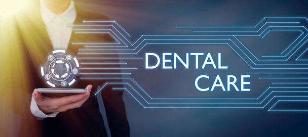 Diş Sağlıklı Bakımı, İşletme Fikri Sağlıklı Dişlerin Bakımı ya da Gelecekte Temiz Kalması İçin İşaret - Fotoğraf, Görsel