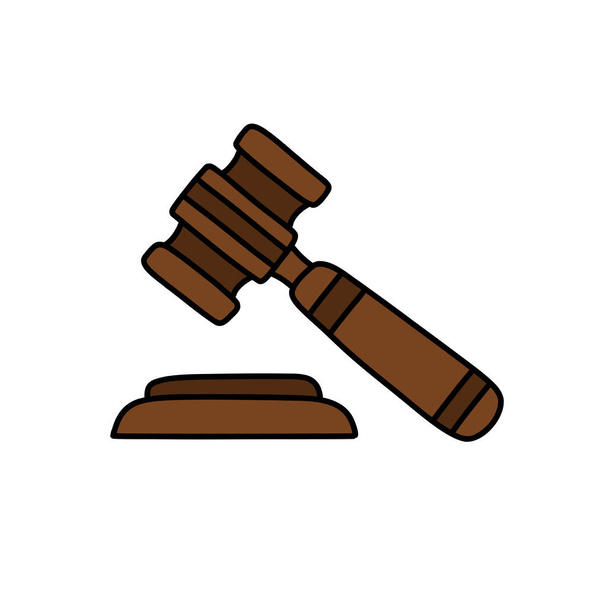 jueces martillo y bloque garabato icono, ilustración vectorial - Vector, imagen