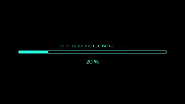 Rebooting progress bar. Percentage increasing from 0 to 100 , process indicator. 4K animation 16-bit depth, isolated on black background - Footage, Video