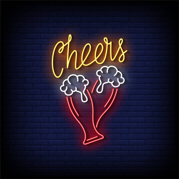 Beer cheers - Neon billboard sign - Vetor, Imagem