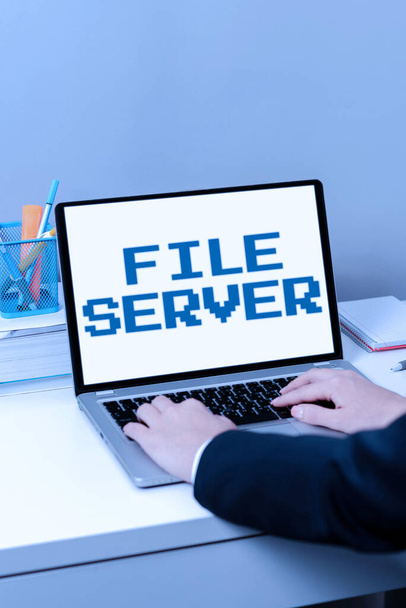 Text caption presenting File Server, Concept meaning device which controls access to separately stored data -47544 - Photo, Image
