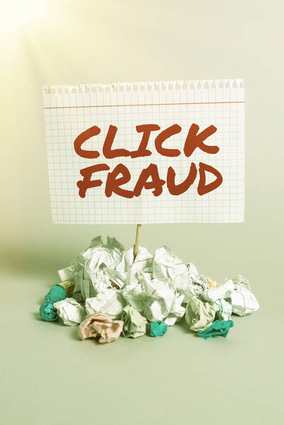Conceptual caption Click Fraud, Üzleti koncepció gyakorlat a hirdetésre való ismételt kattintással házigazda weboldal -48170 - Fotó, kép