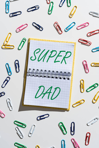 Conceptual caption Super Dad, Word for Children idol and super hero an inspiration to look upon to -47366 - Photo, Image