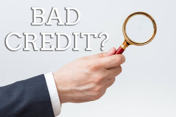 Εγγραφείτε με την εμφάνιση Bad Credit Question, Word Γράφτηκε στο ιστορικό όταν δείχνει ότι ο δανειολήπτης έχει υψηλό κίνδυνο -48170 - Φωτογραφία, εικόνα