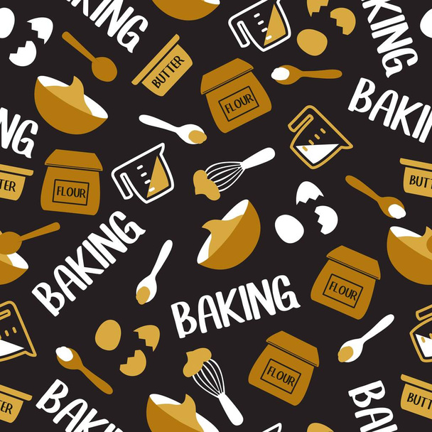 Abstract Baking Ingredients Vector Graphic Seamless Pattern can be use for background and apparel design - Vektor, kép
