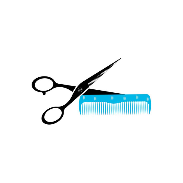 Scissors and comb icon.modern design.vector illustration.flat logo.barber - Vector, Image