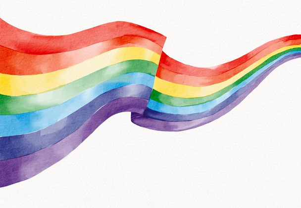 Duhová vlajka akvarel pozadí.LGBT Pride měsíc textura koncept. - Fotografie, Obrázek