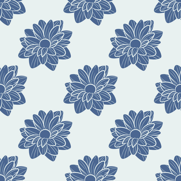 Blauwe bloemen vector herhalen patroon met madeliefjes, naadloze herhaling - Vector, afbeelding
