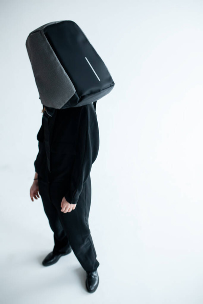 modern student with bag studio shot - Φωτογραφία, εικόνα