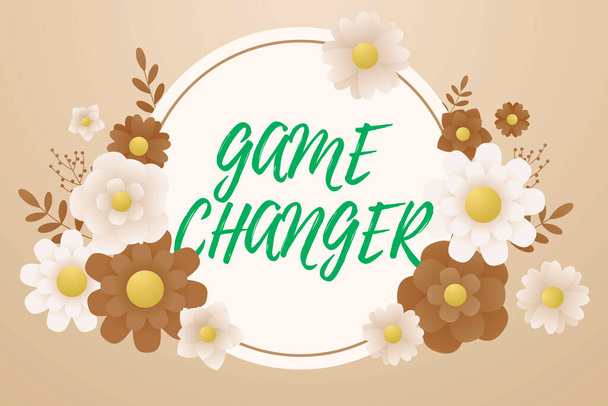 Text caption presenting Game Changer, Internet Concept Sports Data Scorekeeper Gamestreams Live Scores Team Admins Frame Decorated With Colorful Flowers And Foliage Arranged Harmoniously. - Photo, Image