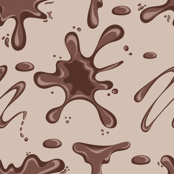 チョコレートドロップとブロットとシームレスなパターン - ベクター画像