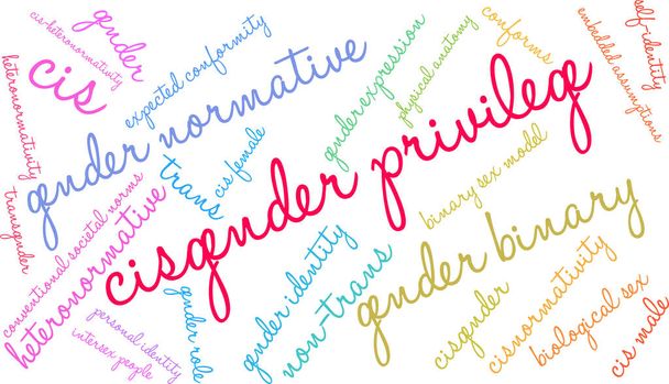 Cisgender Privilege word cloud on a white background.  - Vector, Image