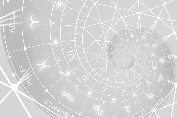 Астрологический фон с знаками зодиака и символом - белый - Фото, изображение