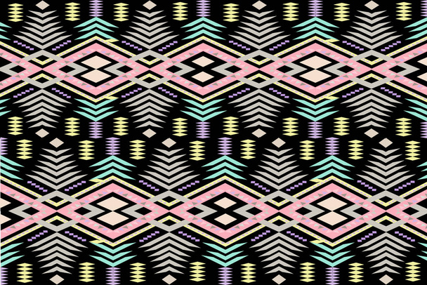 Forma geométrica colorida forma un patrón sobre fondo negro - Foto, Imagen