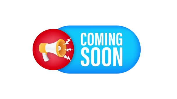 Megaphone label with coming soon. Megaphone banner. Web design. Motion graphics . - Footage, Video