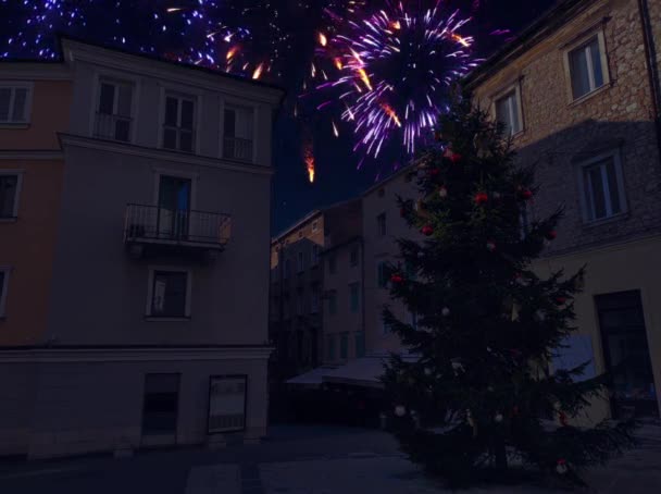 Fuegos artificiales de año nuevo en Rijeka - Imágenes, Vídeo