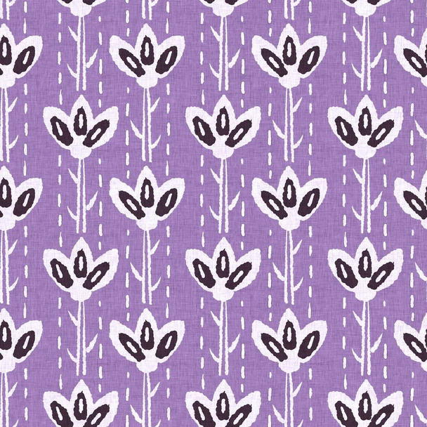 Gender neutral purple flower seamless raster background. Simple whimsical 2 tone pattern. Kids floral nursery wallpaper or scandi all over print - Foto, Imagen