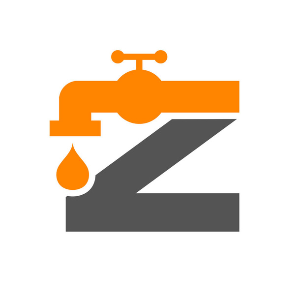 Carta Z Encanador Logo Design. Água de encanamento com letra Z modelo de logotipo - Vetor, Imagem