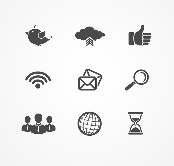 Set von sozialen Netzwerk-Symbolen in schwarzer Silhouette. - Vektor, Bild