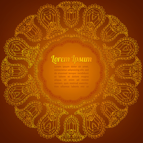 Background with gold lace circular ornament - Vector, afbeelding