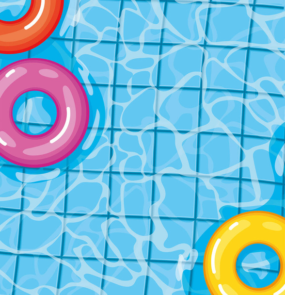 poster of lifesavers on a pool - Vector, Image