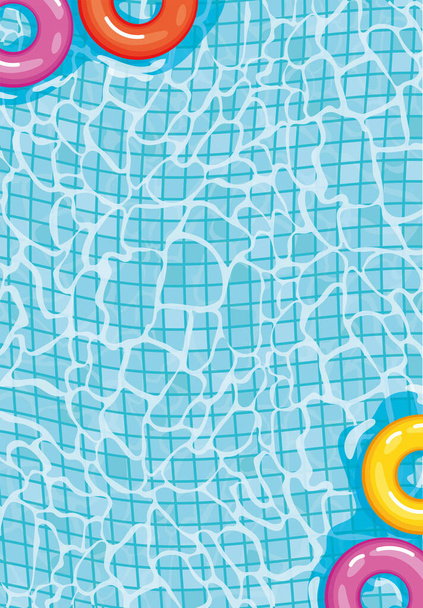 poster of lifesavers over a pool - Vector, Image