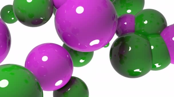Farbige grüne und rosa Luftballons auf weißem Hintergrund - Filmmaterial, Video